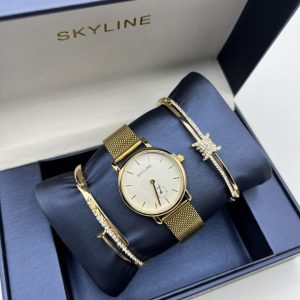 Conjunto Reloj Malla Acero + 2 Brazaletes