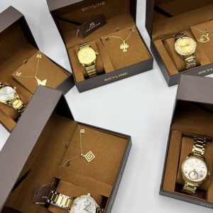 Conjunto Reloj Acero+Collar+Ptes.