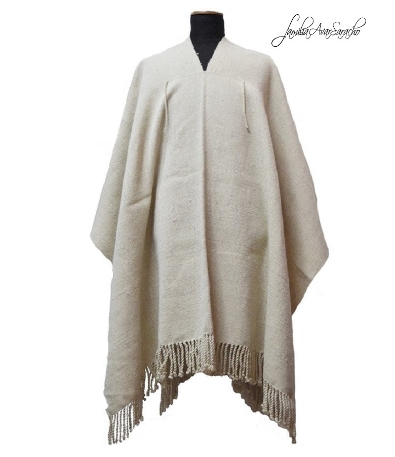 PONCHO DE OVEJA O010/004 CRUDO CON FLECOS CRUDO UN PAÑO – DISPONIBLE
