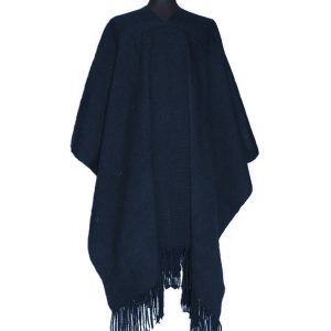 PONCHO DE OVEJA O010/006 AZUL CON FLECOS – UN PAÑO – DISPONIBLE