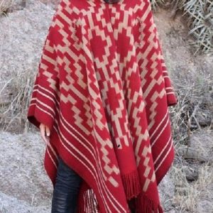 PONCHO ATADO A227, UN PAÑO TRAMA FINA, URDIMBRE FINA