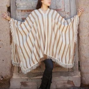 PONCHO DE VICUÑA V230 HILADO FINO, LISTADO – SOLO POR PEDIDO