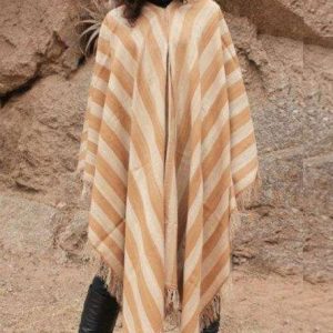 PONCHO DE VICUÑA V232 HILADO FINO, LISTADO – SOLO POR PEDIDO