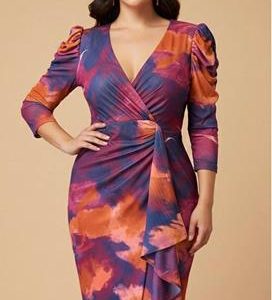 Vestido Midi Drapeado con Estampado