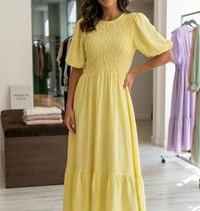 Vestido Largo Nido de Abeja