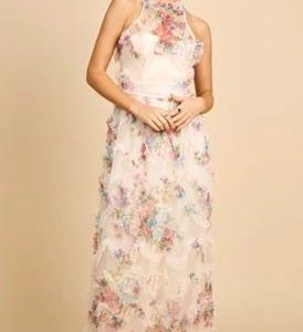 Vestido Largo de Tul Estampado
