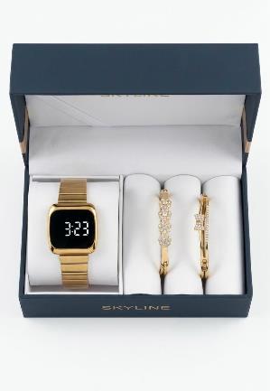 Set Reloj Digital Acero Skyline