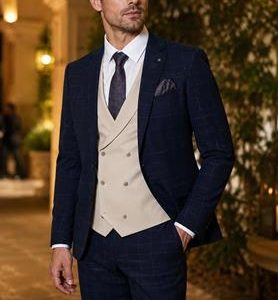 Traje 3 Piezas Hombre Cuadro Ventana