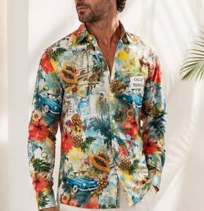 Camisa Cubana Hombre Estampado Habana