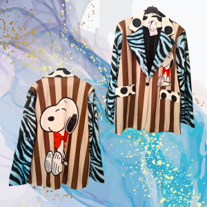 Americana Snoopy print rayas tejido flexible