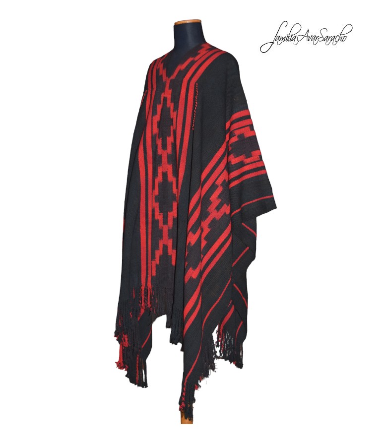 PONCHO ATADO A071 – UN PAÑO – TRAMA Y URDIMBRE FINA – DISPONIBLE - Imagen 4