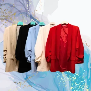 Blazer lisa mangas rizadas