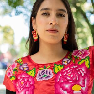 Blusa Roja con Bordados