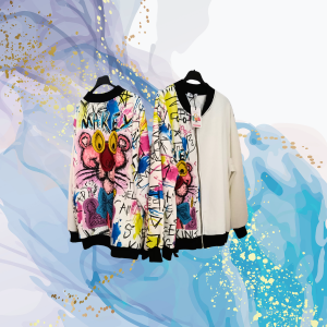 Bomber Pantera Rosa grafiti neopreno oversize