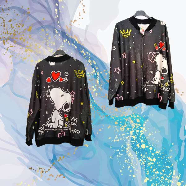 Bomber Snoopy Cuori afelpada oversize con bolsillos - Imagen 2
