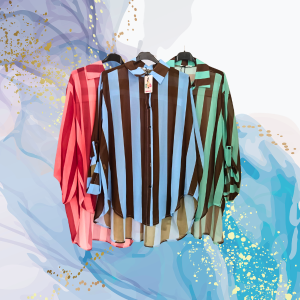 Camisa curvy rayas gasa asimétrica