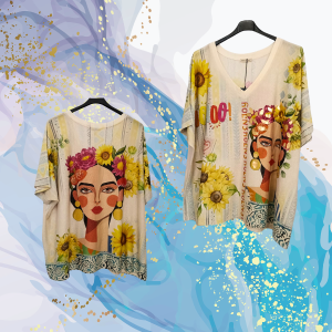 Camiseta efecto dorado cuello engomado Frida Wow curvy plus