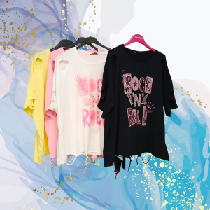 Camiseta Rock N Roll tachas curvy