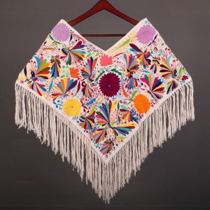 Quexquémetl Poncho de Colores con Flecos