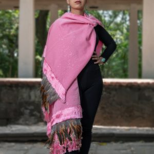 Rebozo de Plumas Rosa