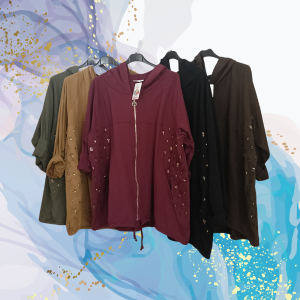 Chaqueta curvy algodón bolsillos lentejuelas