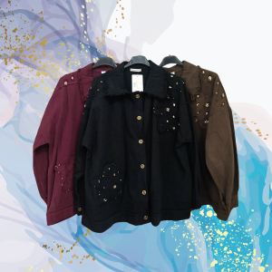 Chaqueta vaquera curvy Flor Lentejuelas