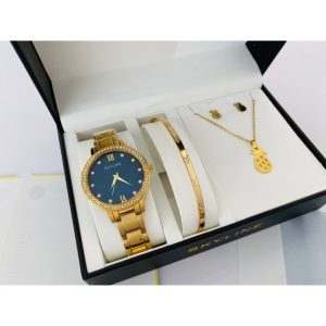 Conjunto reloj con pulsera, collar y pendientes
