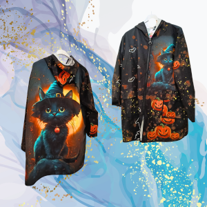 Cortavientos Gatito Halloween bolsillos delanteros
