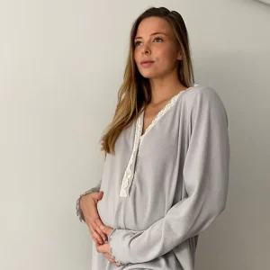 Camisón Tablilla Manga Larga Canalé Gris