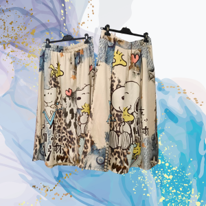 Falda antelina vuelo y bolsillos Snoopy Love