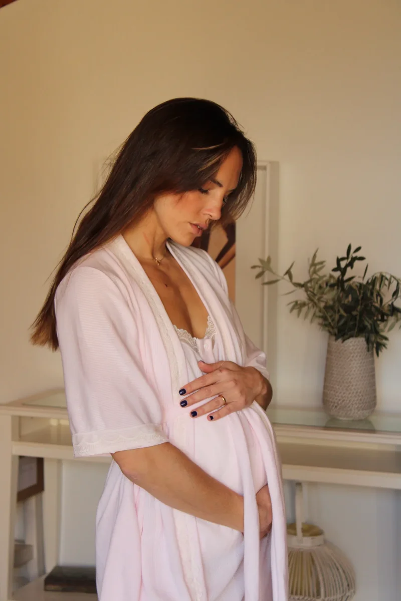 Camisón Maternity Tirante Blonda Canalé Rosa - Imagen 3