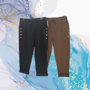 Pantalón curvy baggy algodón botones