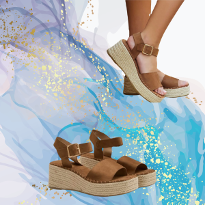 Sandalia cuña esparto camel