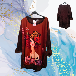 Sudadera micropana curvy Lady Print