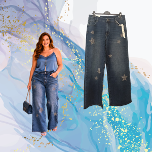 Vaqueros curvy estrella brilli wide leg