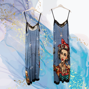 Vestido lencero curvy punto frío efecto denim PinUp