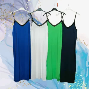 Vestido lencero liso punto frío